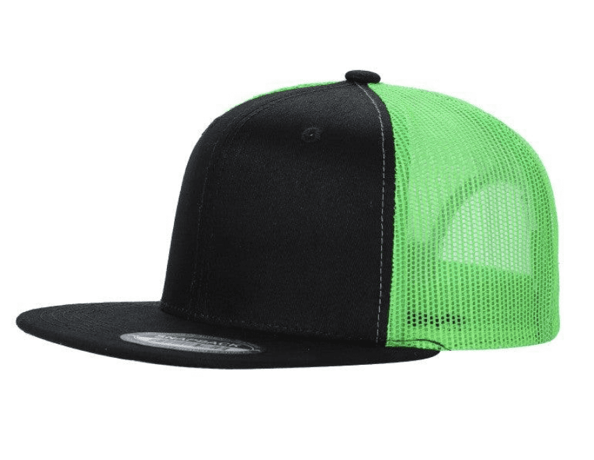 Trucker Mesh Flat Bill Snapback Black Green